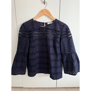 Elegant Navy Blue Lace Blouse